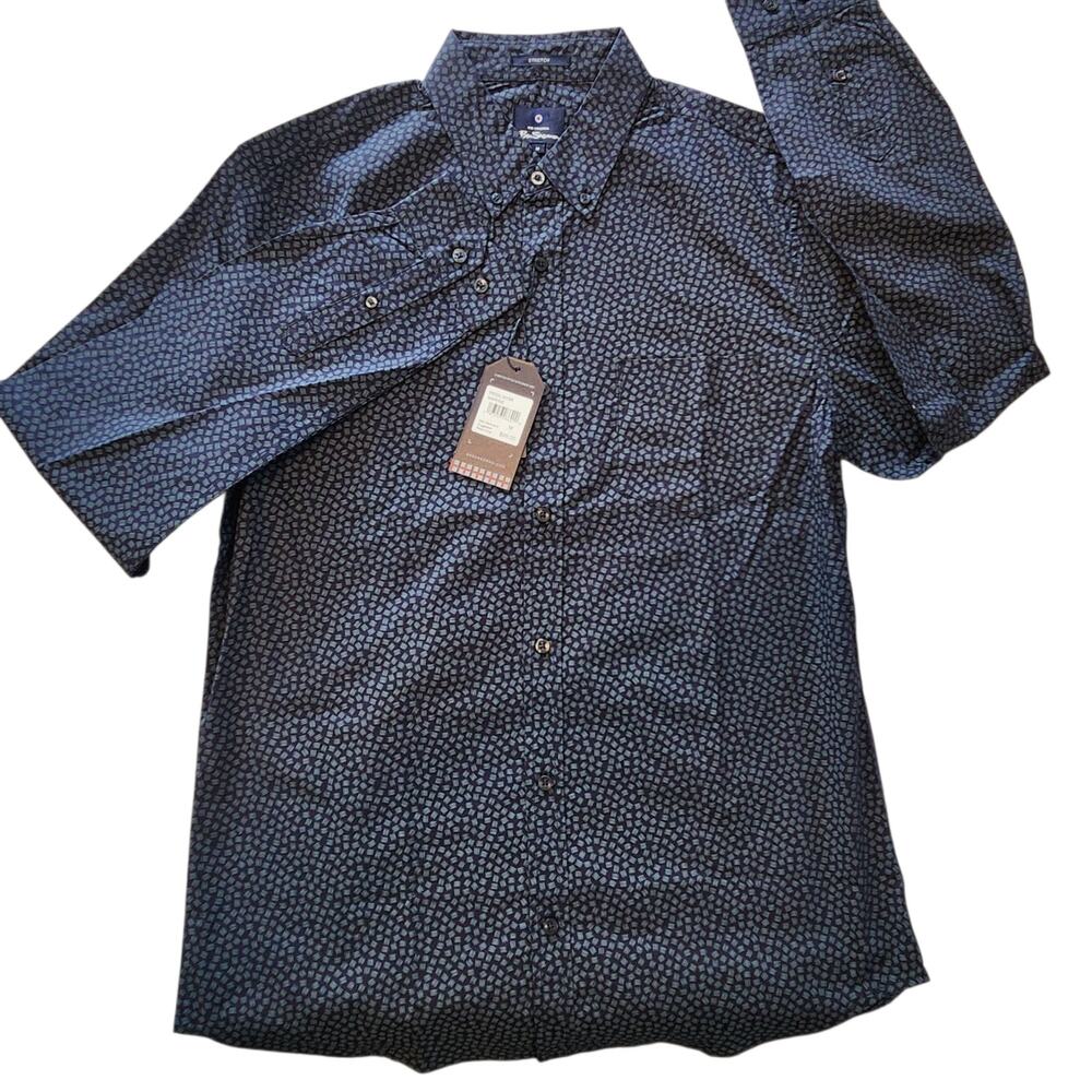 Ben Sherman Long Sleeve Stretch Button-down Dress Shirt Marine Blue Sz M NWT